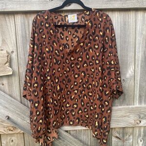Cake Women's Leopard Print Tunic Top - Brown Sz M